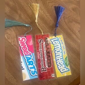 Sweet Tarts Lemonhead Boston Baked Beans Candy Bookmarks Handmade Set w/ Tassels
